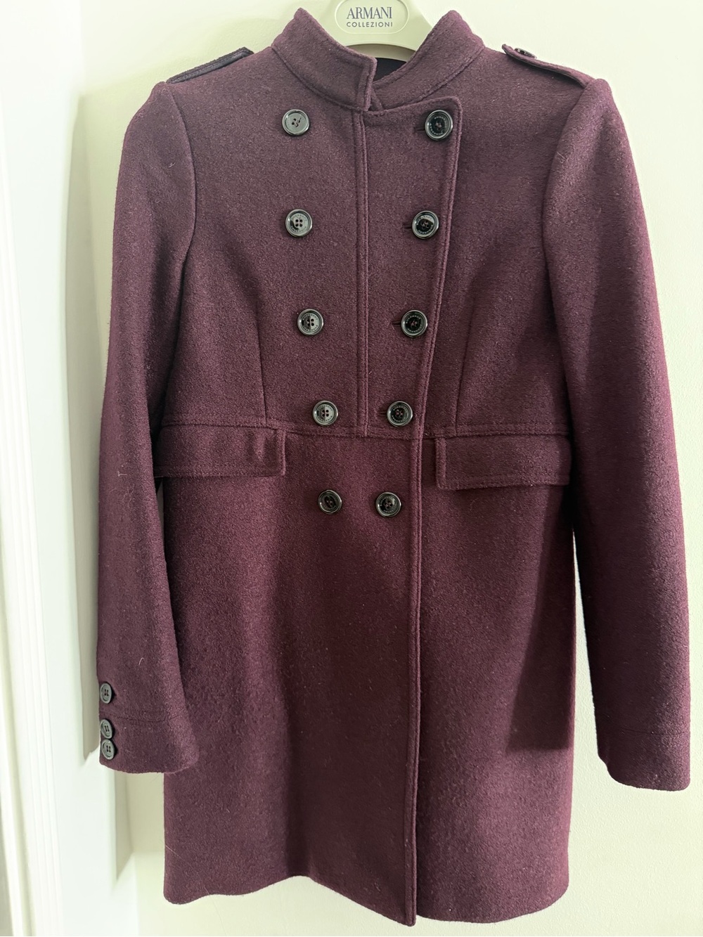 Burberry Girls' Double-Breasted Peacoat in Plum